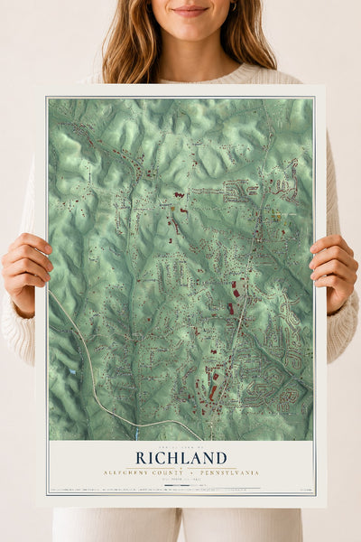 Map of Richland, Allegheny County, Pennsylvania, 18 x 24 inch unframed archival matte print