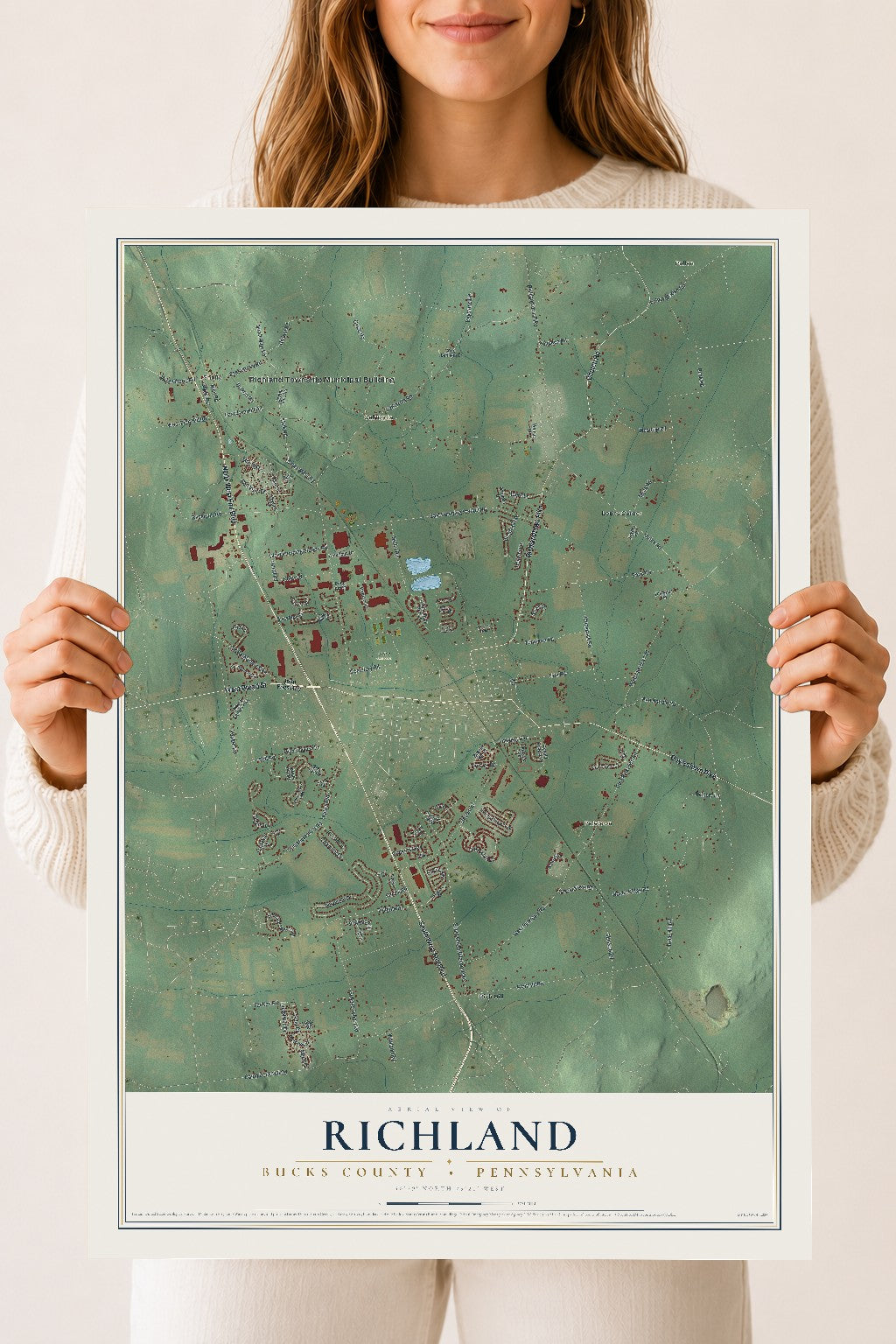 Map of Richland, Bucks County, Pennsylvania, 18 x 24 inch unframed archival matte print