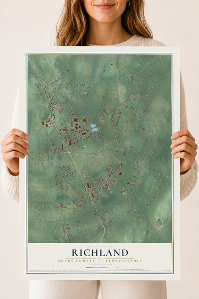 Map of Richland, Bucks County, Pennsylvania, 18 x 24 inch unframed archival matte print
