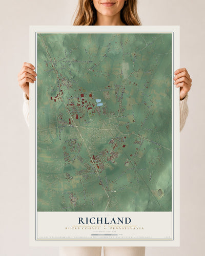 Map of Richland, Bucks County, Pennsylvania, 24 x 36 inch unframed archival matte print