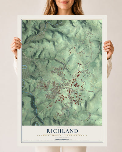 Map of Richland, Cambria County, Pennsylvania, 24 x 36 inch unframed archival matte print