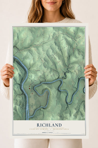 Map of Richland, Clarion County, Pennsylvania, 18 x 24 inch unframed archival matte print