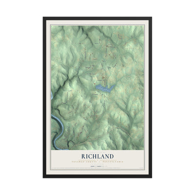 Map of Richland, Venango County, Pennsylvania, 12 x 18 inch print in a black wood frame