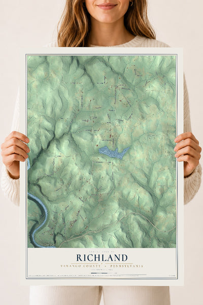 Map of Richland, Venango County, Pennsylvania, 18 x 24 inch unframed archival matte print