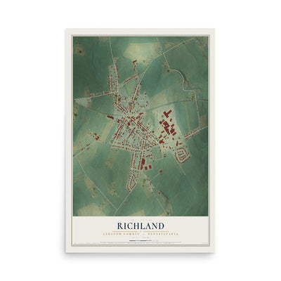 Map of Richland, Lebanon County, Pennsylvania, 12 x 18 inch unframed archival matte print