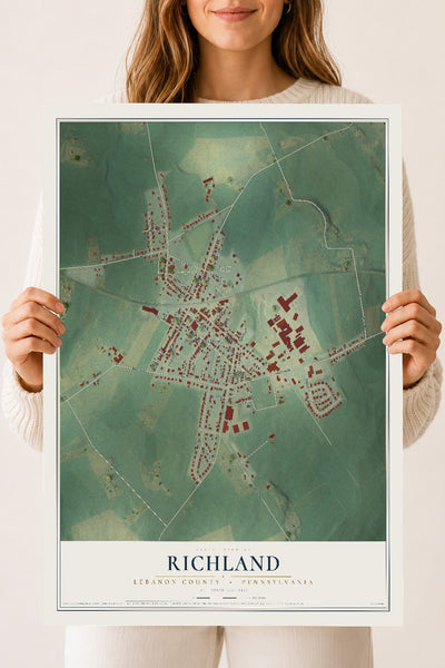 Map of Richland, Lebanon County, Pennsylvania, 18 x 24 inch unframed archival matte print