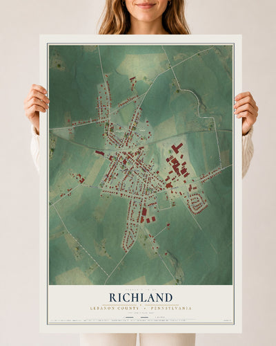 Map of Richland, Lebanon County, Pennsylvania, 24 x 36 inch unframed archival matte print