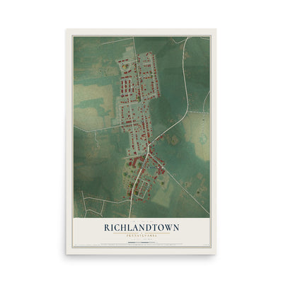 Map of Richlandtown, Pennsylvania, 12 x 18 inch unframed archival matte print