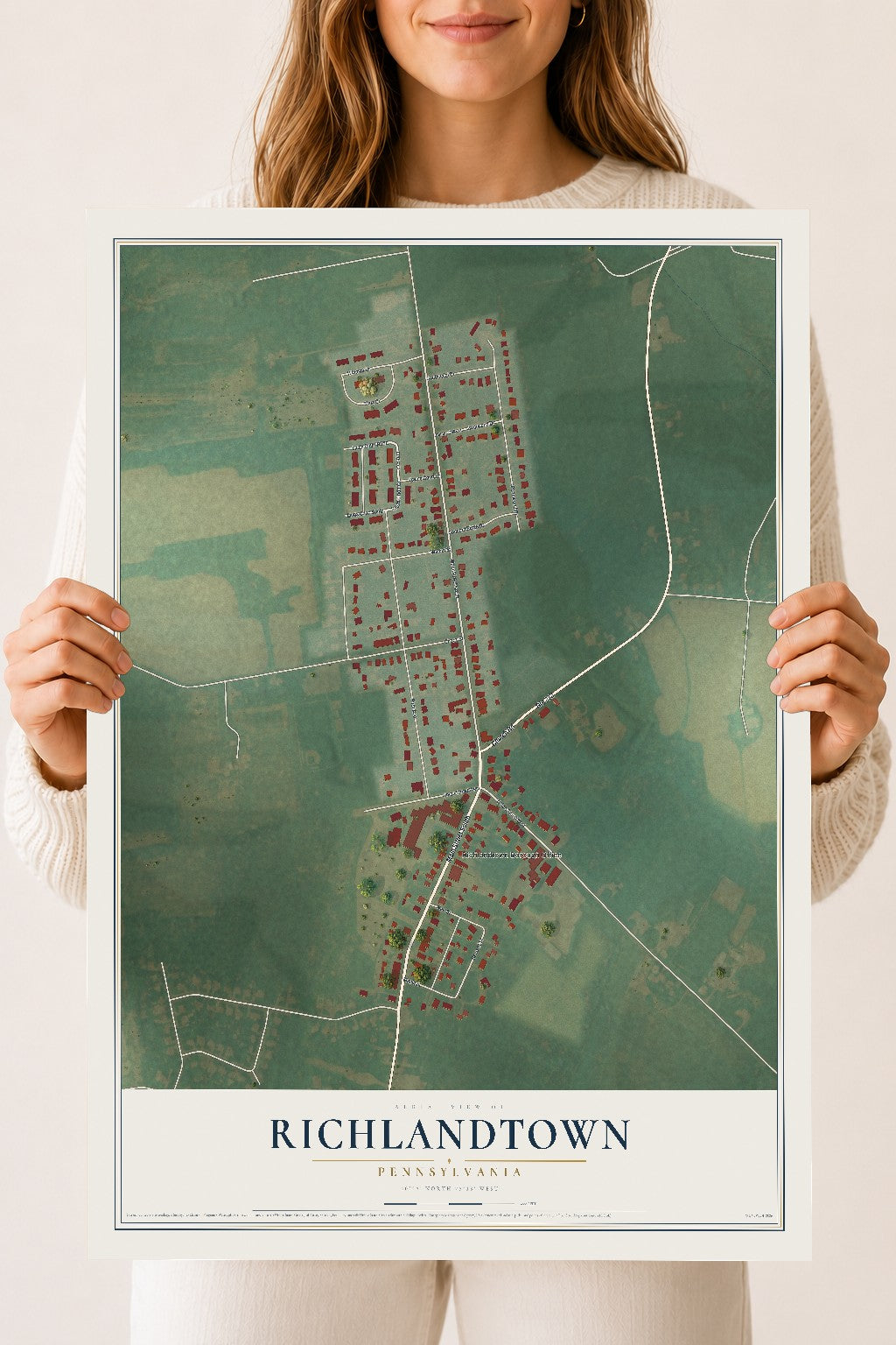 Map of Richlandtown, Pennsylvania, 18 x 24 inch unframed archival matte print