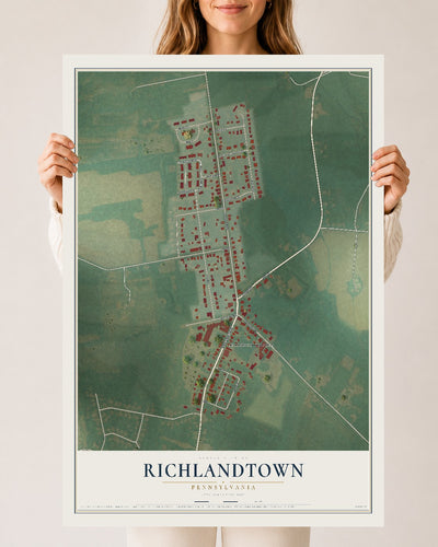 Map of Richlandtown, Pennsylvania, 24 x 36 inch unframed archival matte print