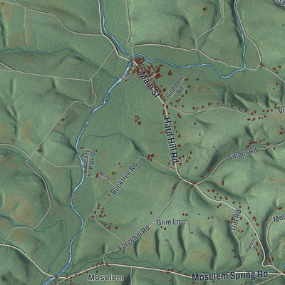 Second close-up of the map of Richmond, Berks County, Pennsylvania print showing more streets and buildings