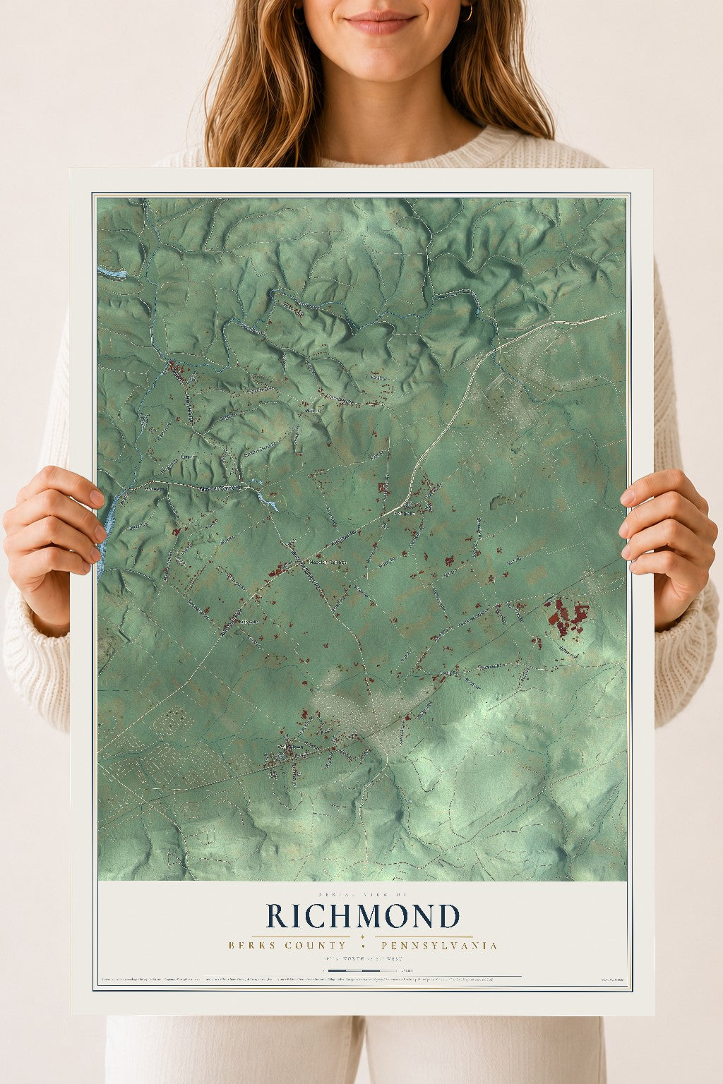 Map of Richmond, Berks County, Pennsylvania, 18 x 24 inch unframed archival matte print