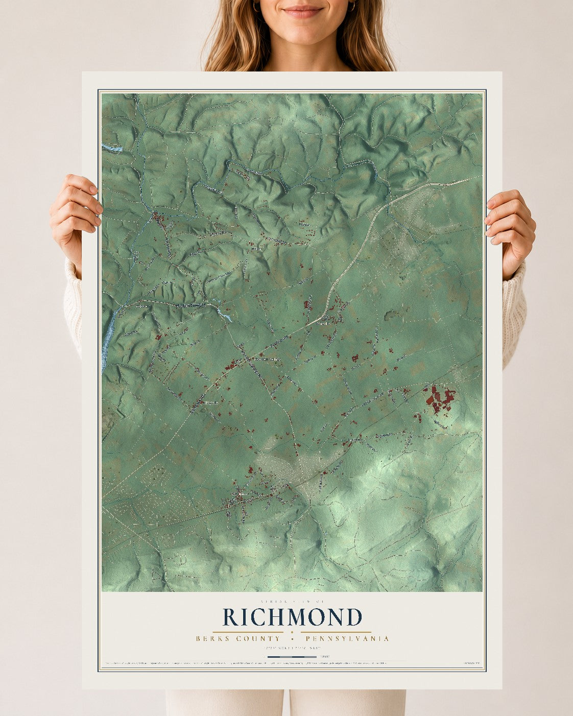 Map of Richmond, Berks County, Pennsylvania, 24 x 36 inch unframed archival matte print