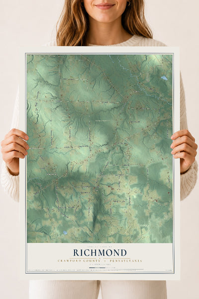 Map of Richmond, Crawford County, Pennsylvania, 18 x 24 inch unframed archival matte print