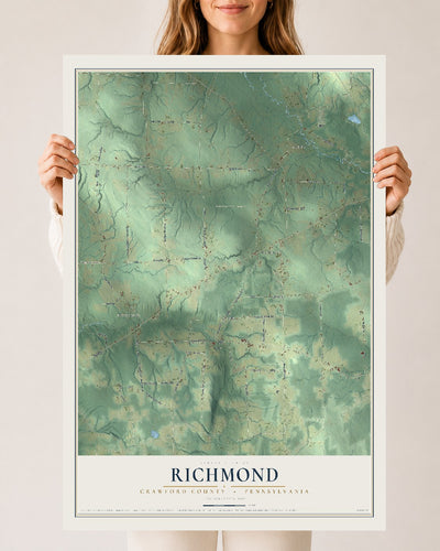Map of Richmond, Crawford County, Pennsylvania, 24 x 36 inch unframed archival matte print