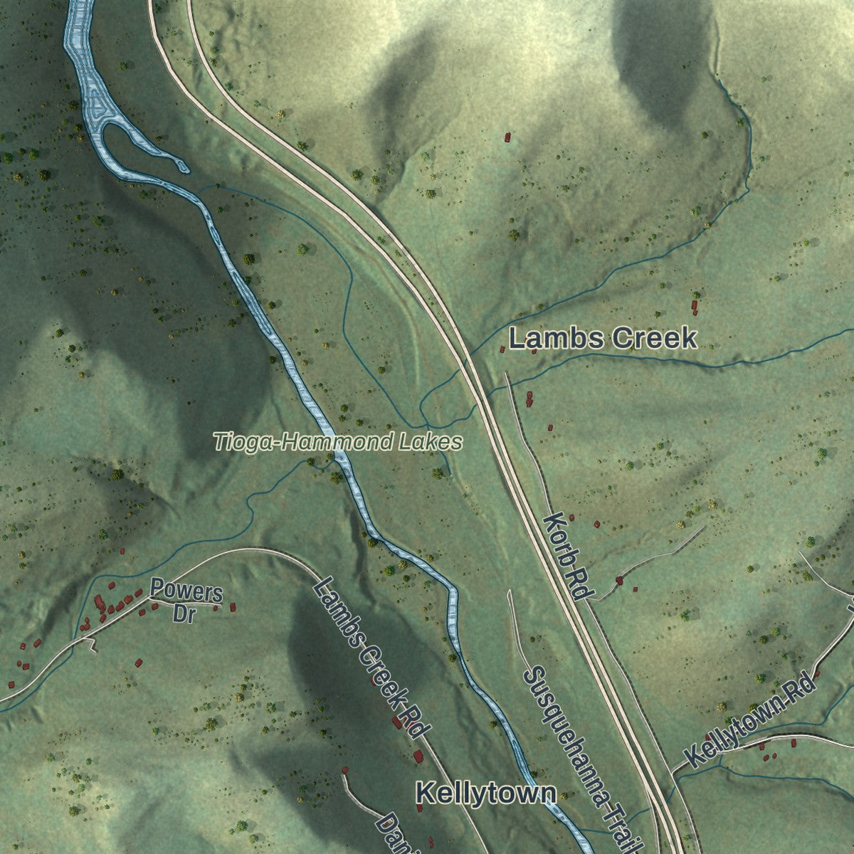Second close-up of the map of Richmond, Tioga County, Pennsylvania print showing more streets and buildings