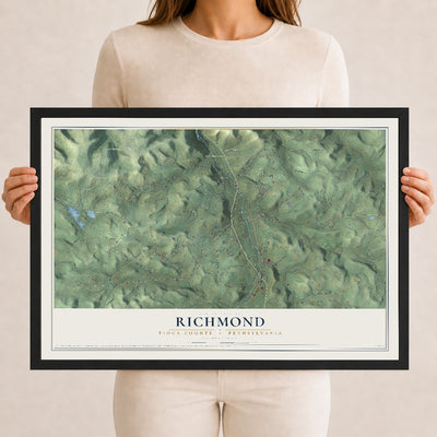 Map of Richmond, Tioga County, Pennsylvania, 12 x 18 inch print in a black wood frame