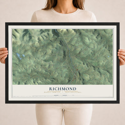 Map of Richmond, Tioga County, Pennsylvania, 18 x 24 inch print in a black wood frame