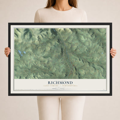 Map of Richmond, Tioga County, Pennsylvania, 24 x 36 inch print in a black wood frame