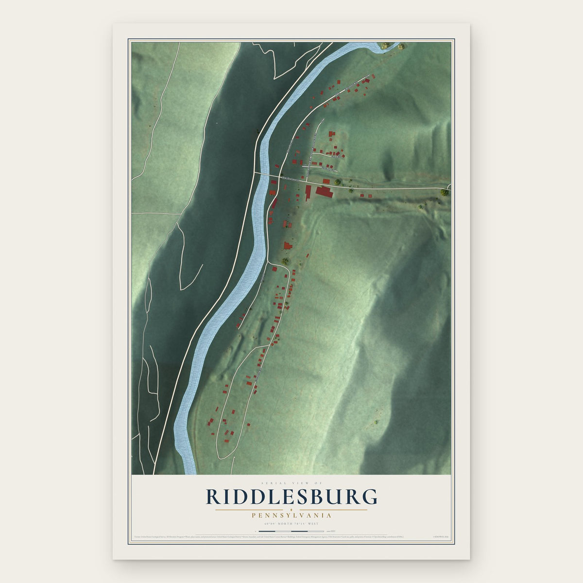 Riddlesburg, Pennsylvania map print, the full design
