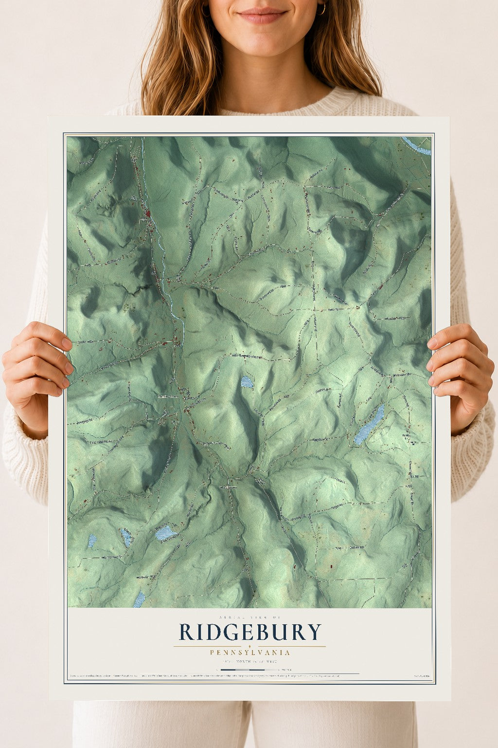 Map of Ridgebury, Pennsylvania, 18 x 24 inch unframed archival matte print