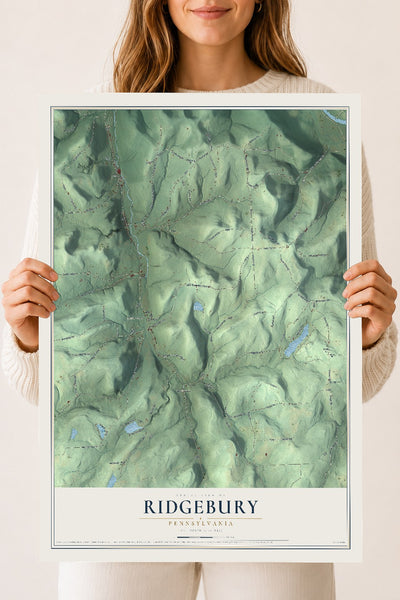 Map of Ridgebury, Pennsylvania, 18 x 24 inch unframed archival matte print