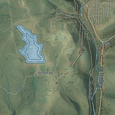 Second close-up of the map of Ridgway, Elk County, Pennsylvania print showing more streets and buildings