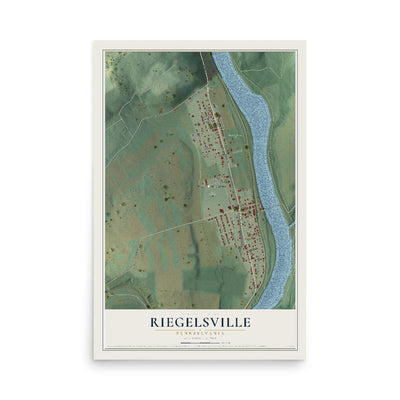 Map of Riegelsville, Pennsylvania, 12 x 18 inch unframed archival matte print