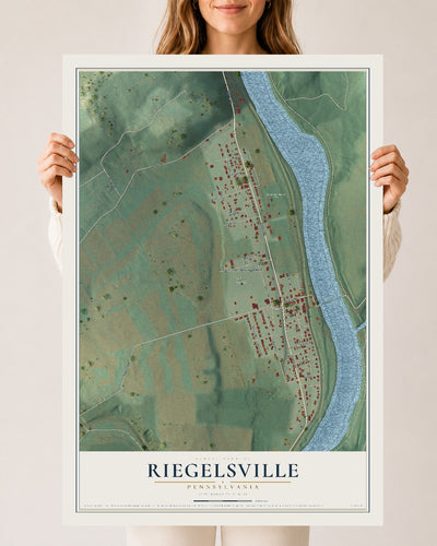 Map of Riegelsville, Pennsylvania, 24 x 36 inch unframed archival matte print