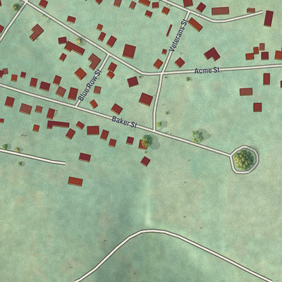 Second close-up of the map of Rimersburg, Pennsylvania print showing more streets and buildings