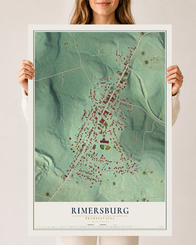 Map of Rimersburg, Pennsylvania, 24 x 36 inch unframed archival matte print