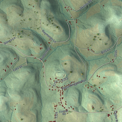 Second close-up of the map of Ringgold, Pennsylvania print showing more streets and buildings