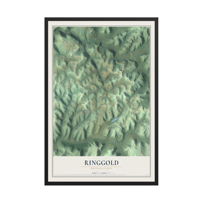 Map of Ringgold, Pennsylvania, 12 x 18 inch print in a black wood frame