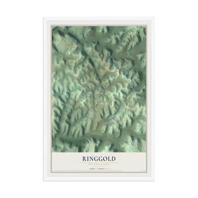 Map of Ringgold, Pennsylvania, 12 x 18 inch print in a white wood frame