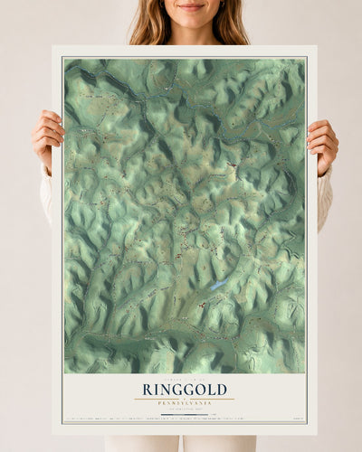 Map of Ringgold, Pennsylvania, 24 x 36 inch unframed archival matte print