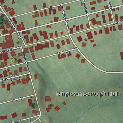 Close-up of the map of Ringtown, Pennsylvania print showing street and building detail