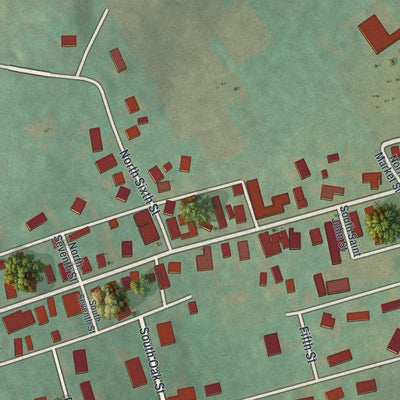 Second close-up of the map of Ringtown, Pennsylvania print showing more streets and buildings