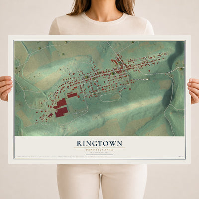 Map of Ringtown, Pennsylvania, 18 x 24 inch unframed archival matte print