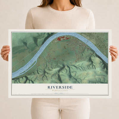Map of Riverside, Pennsylvania, 12 x 18 inch unframed archival matte print