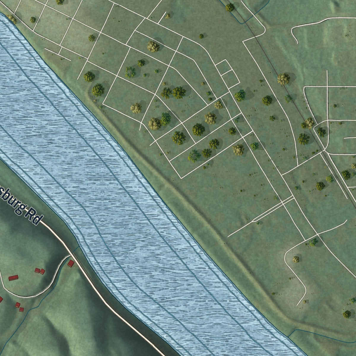 Second close-up of the map of Riverside, Pennsylvania print showing more streets and buildings