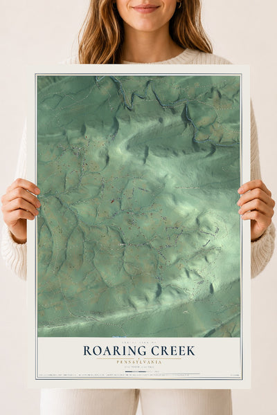 Map of Roaring Creek, Pennsylvania, 18 x 24 inch unframed archival matte print