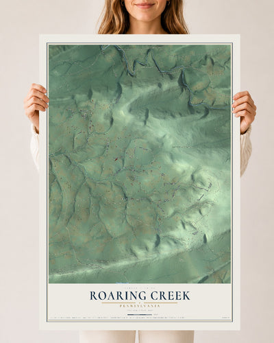 Map of Roaring Creek, Pennsylvania, 24 x 36 inch unframed archival matte print