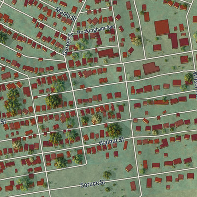 Close-up of the map of Roaring Spring, Pennsylvania print showing street and building detail