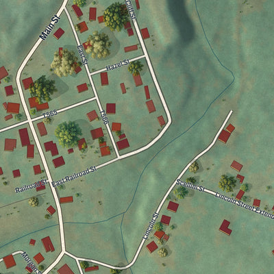 Close-up of the map of Robertsdale, Pennsylvania print showing street and building detail