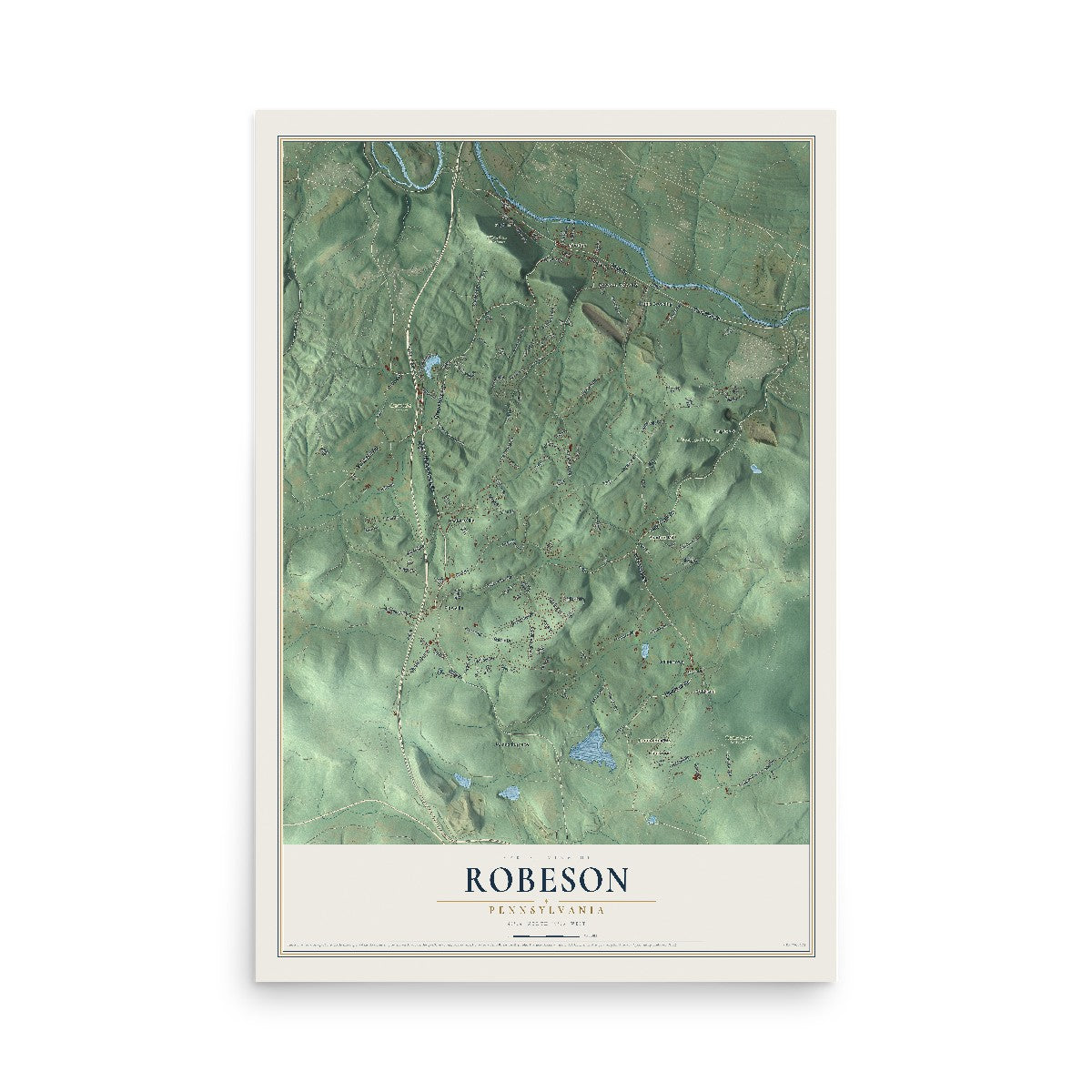 Map of Robeson, Pennsylvania, 12 x 18 inch unframed archival matte print