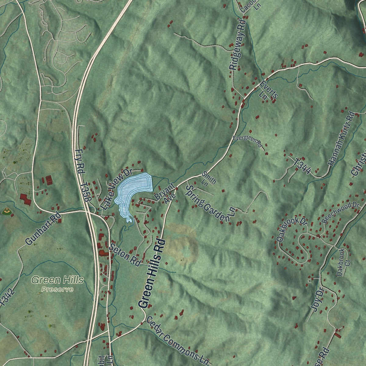 Close-up of the map of Robeson, Pennsylvania print showing street and building detail