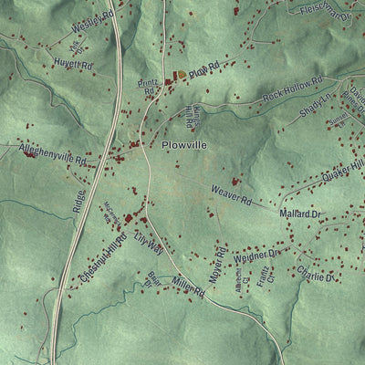 Second close-up of the map of Robeson, Pennsylvania print showing more streets and buildings