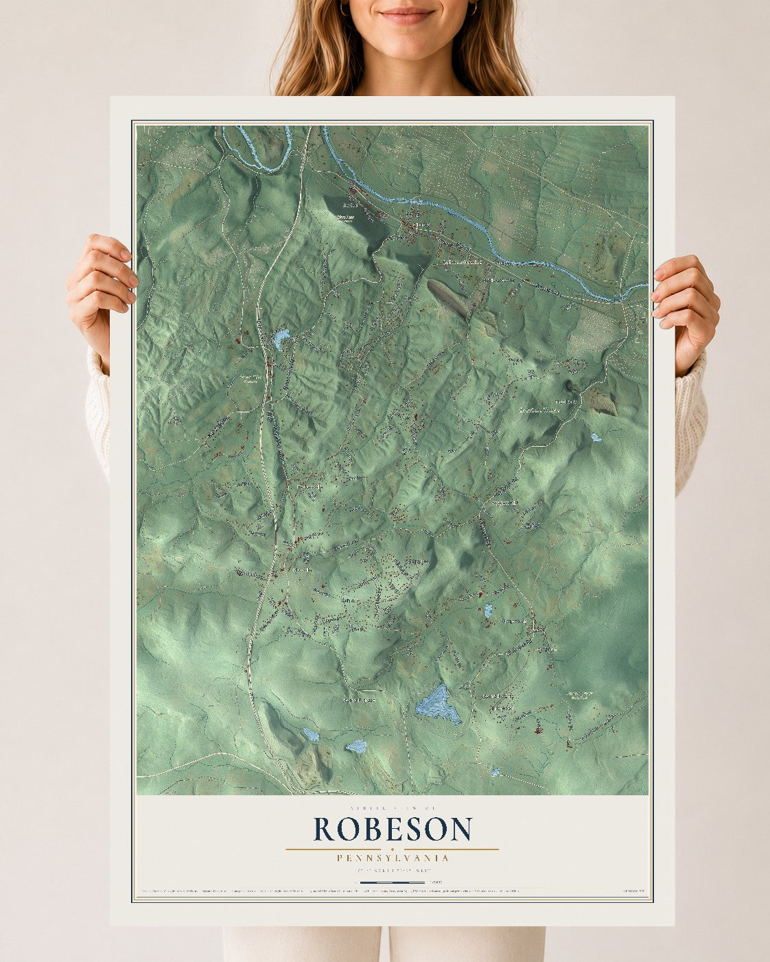 Map of Robeson, Pennsylvania, 24 x 36 inch unframed archival matte print