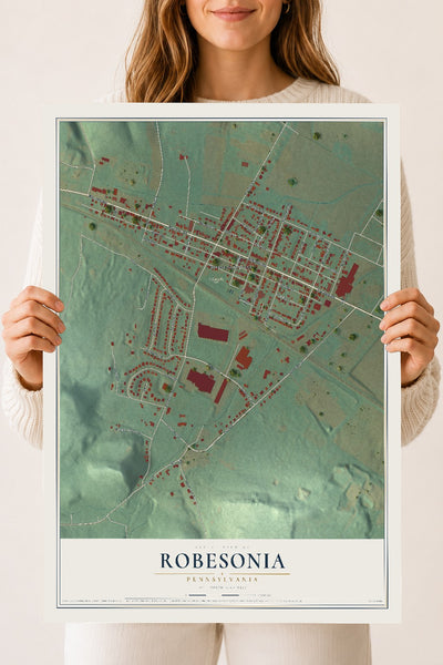 Map of Robesonia, Pennsylvania, 18 x 24 inch unframed archival matte print