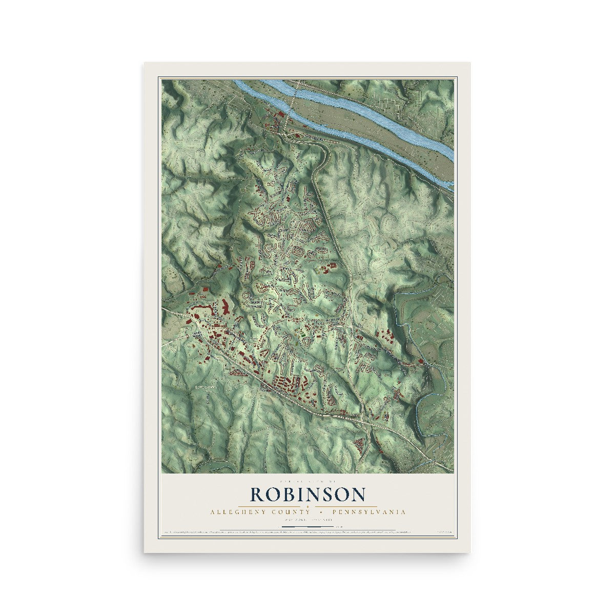 Map of Robinson, Allegheny County, Pennsylvania, 12 x 18 inch unframed archival matte print